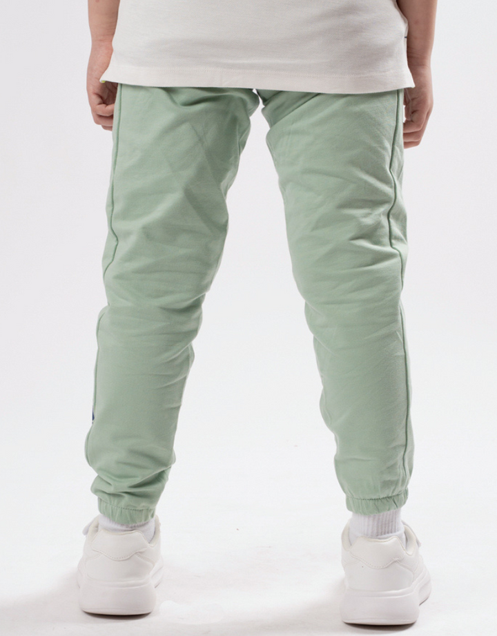 Poney Boys Green Side Print Logo Cut & Sew Jogger