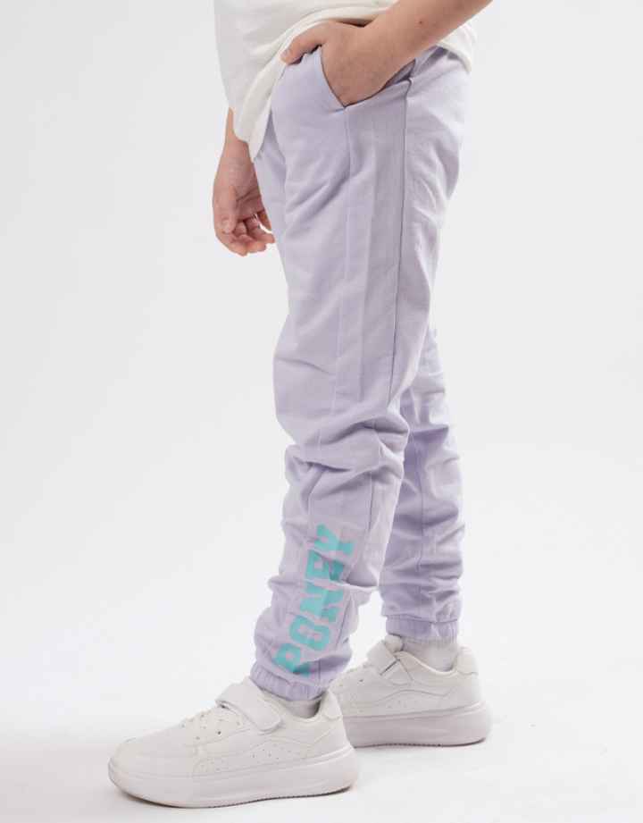 Poney Boys Purple Side Print Logo Cut & Sew Jogger