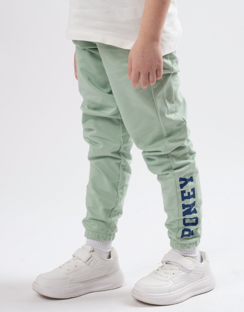 Poney Boys Green Side Print Logo Cut & Sew Jogger