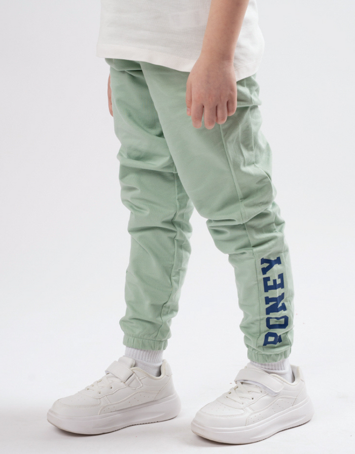Poney Boys Green Side Print Logo Cut & Sew Jogger