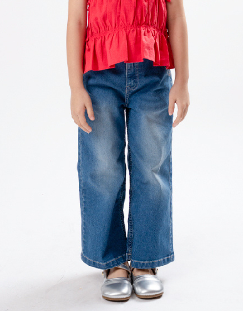 Poney Girls Medium Blue Poney Flare Cut Jeans