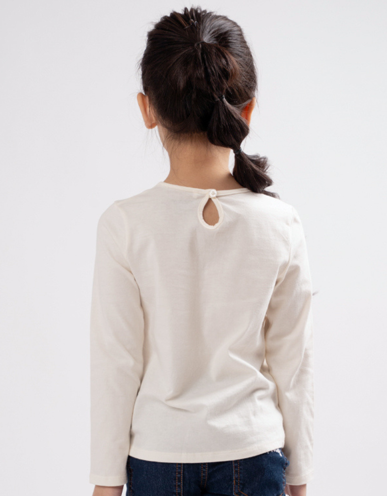 Poney Girls Cream Poney's Garden Long Sleeve Tee 2240318