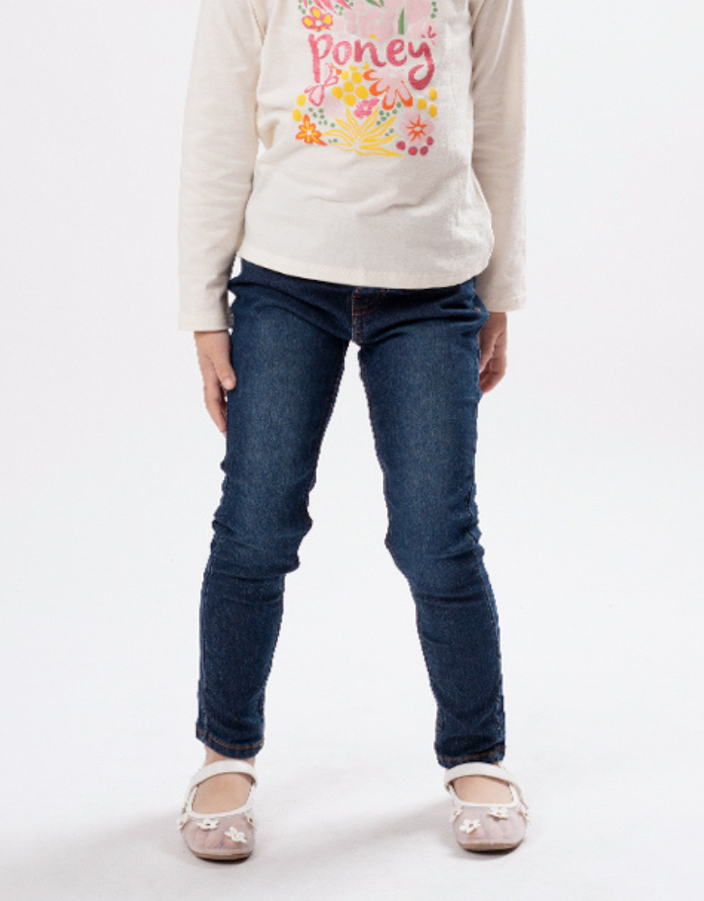Poney Girls Navy Poney Skinny Zip-up Jeans