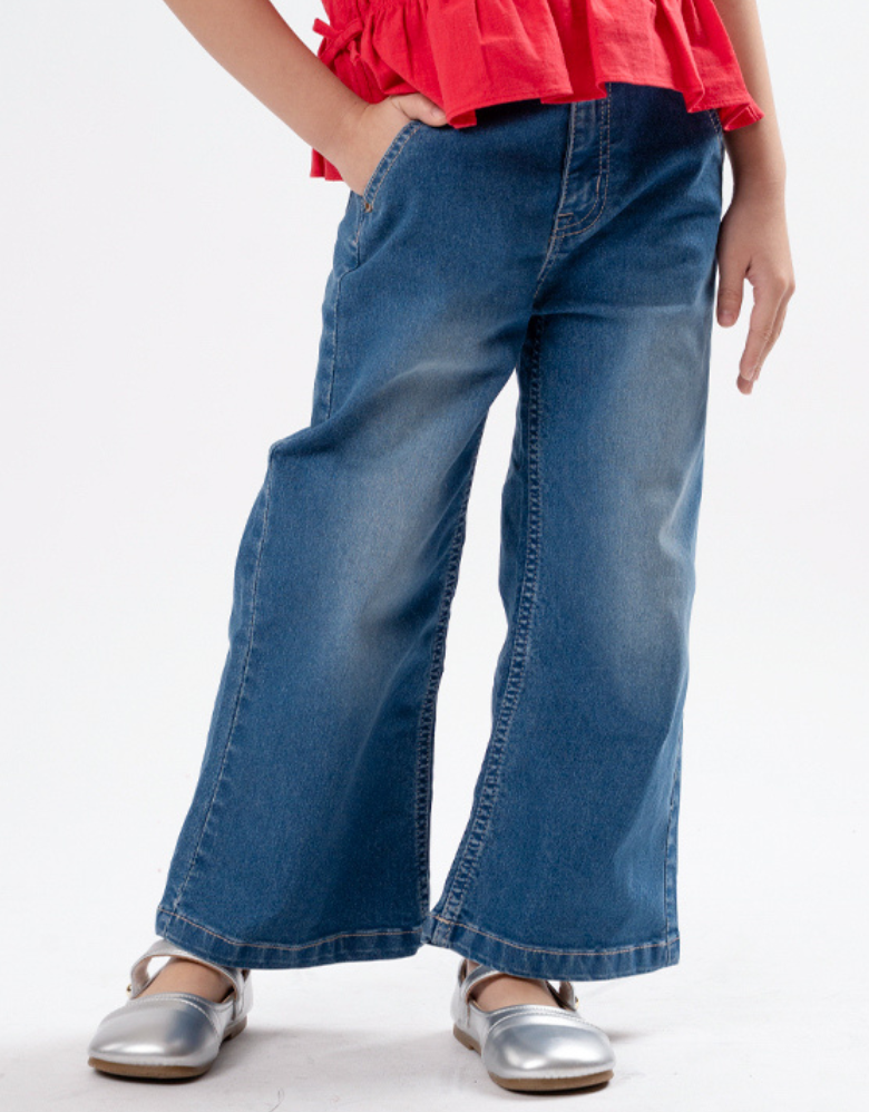 Poney Girls Medium Blue Poney Flare Cut Jeans