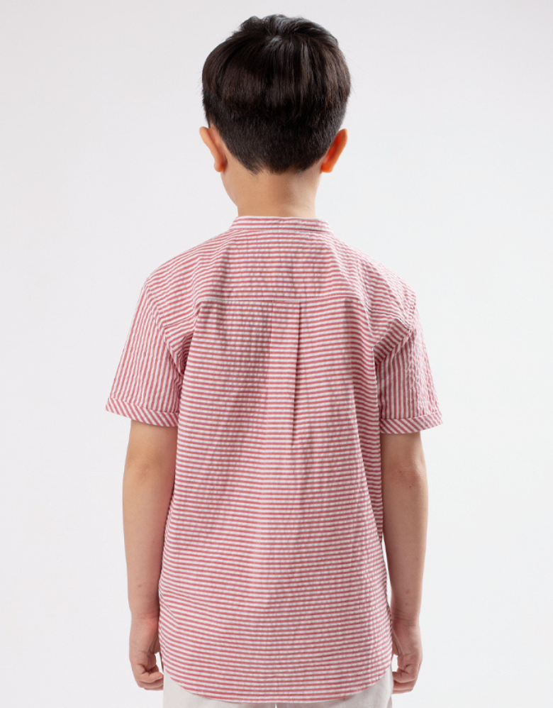 Poney Boys Red Striped Short Sleeve Shirt 1240045