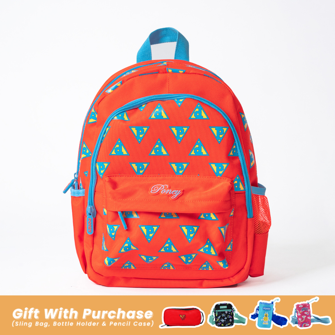 Poney Girls Orange Poney Logo Full Print 14'' Backpack Bag TG006