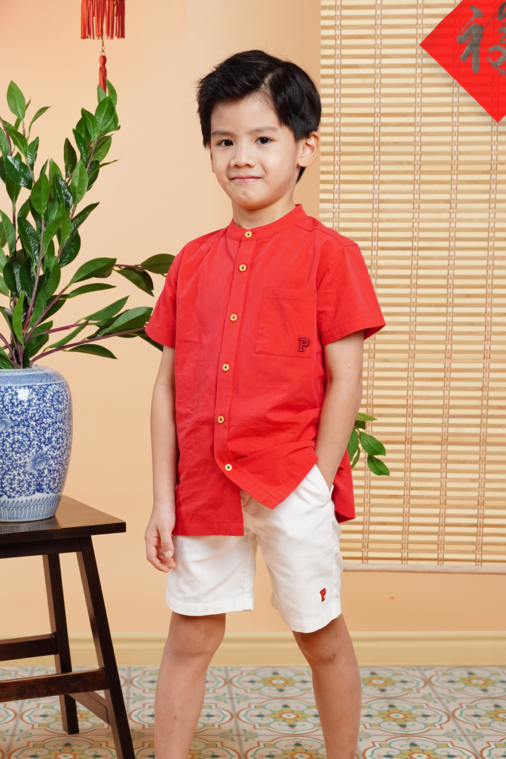 Red Fiery Short Sleeve Shirt