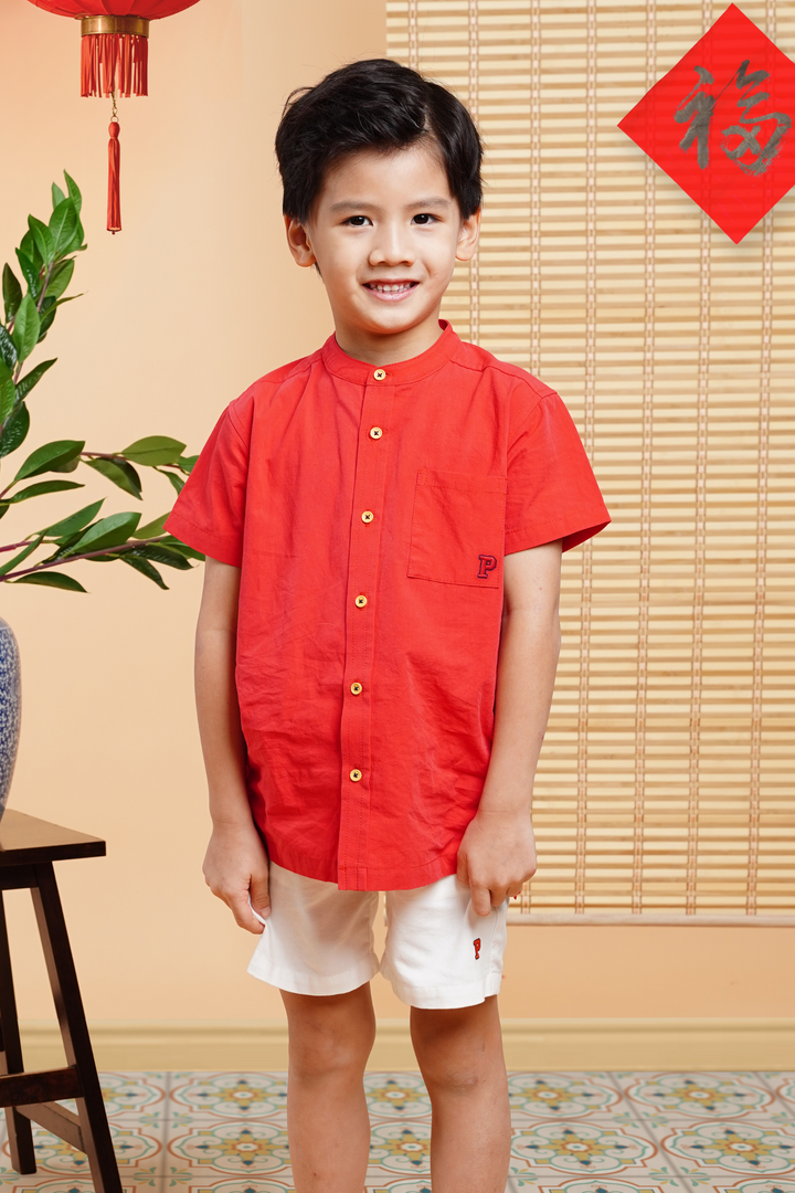 Red Fiery Short Sleeve Shirt