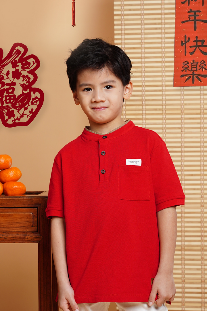 Poney Boys Red Henley Polo 1240046