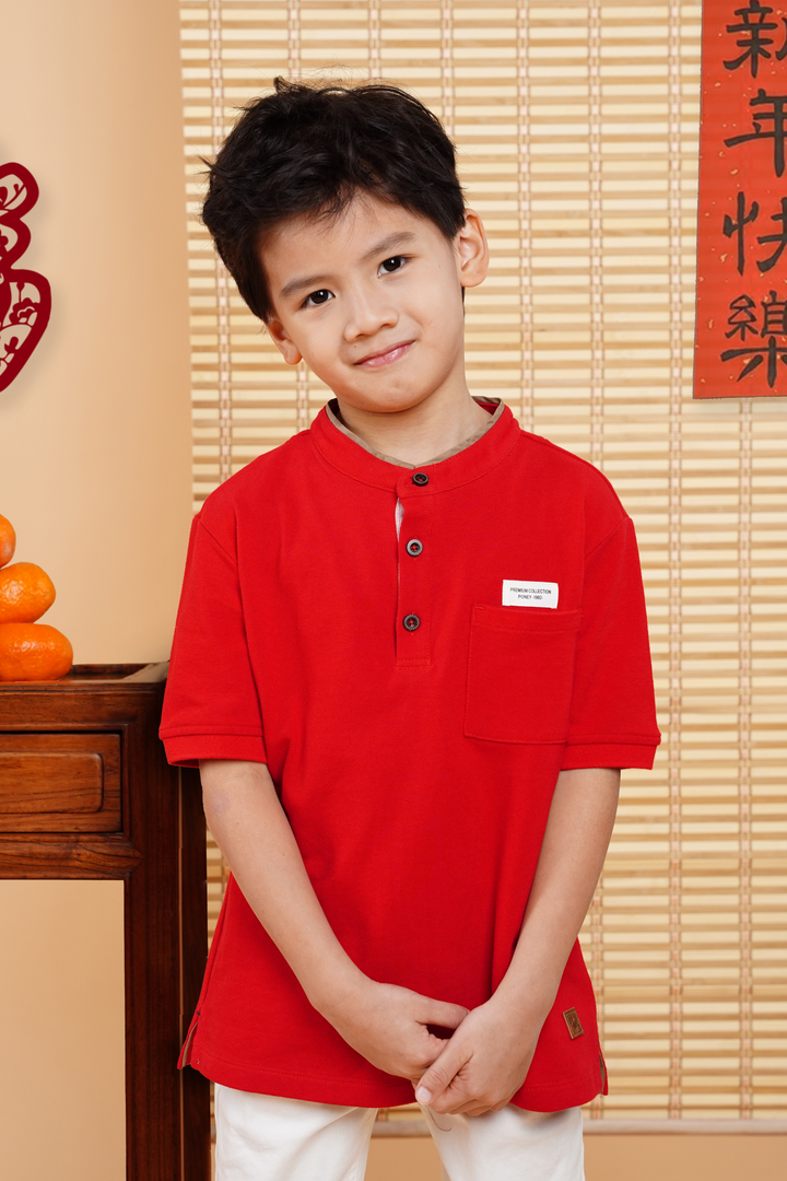 Poney Boys Red Henley Polo 1240046