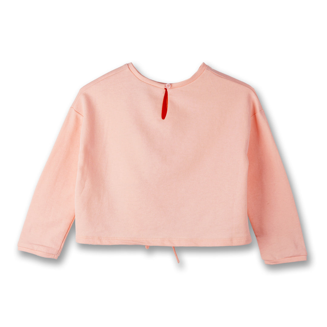 Poney Girls Light Orange Long Sleeve Sweatshirts with Drawstring