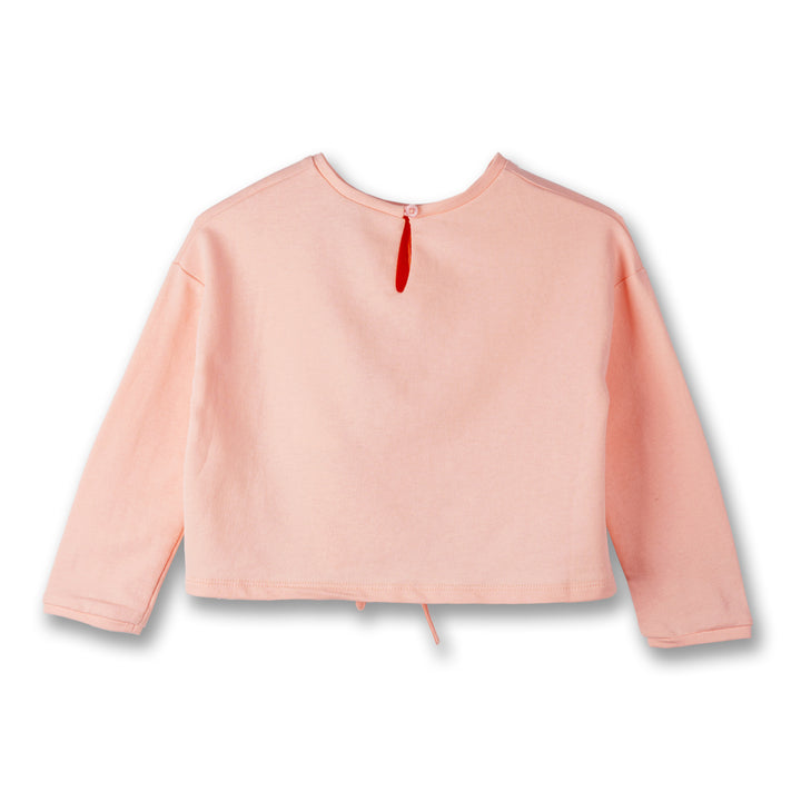 Poney Girls Light Orange Long Sleeve Sweatshirts with Drawstring