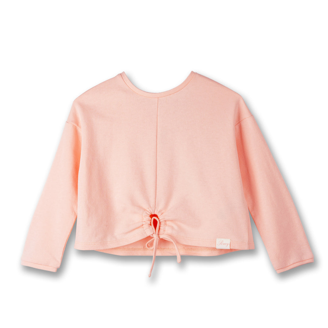 Poney Girls Light Orange Long Sleeve Sweatshirts with Drawstring