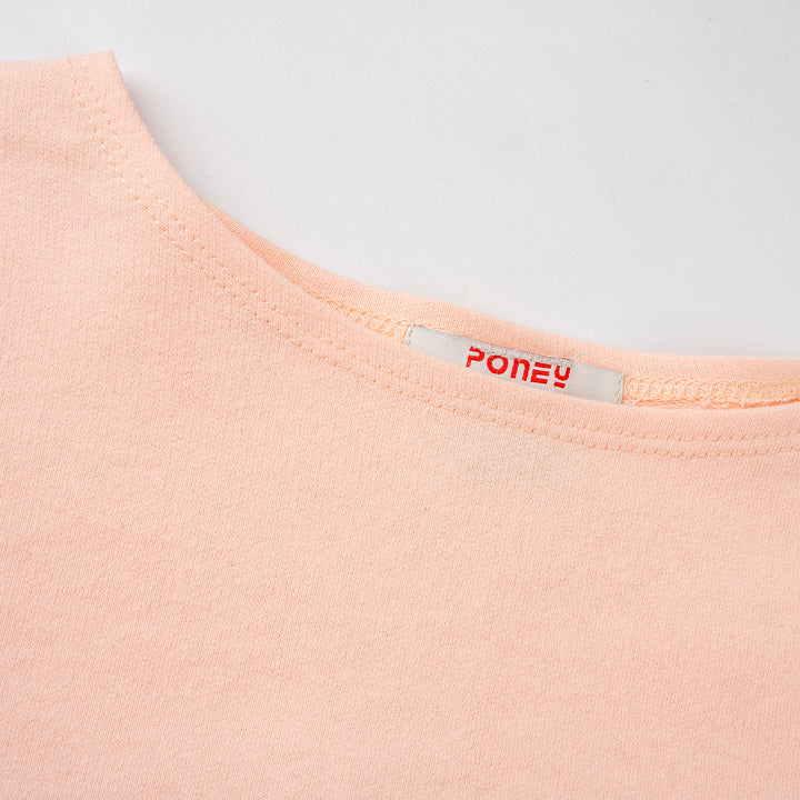 Poney Girls Light Orange Long Sleeves Top with Petal Cut Back