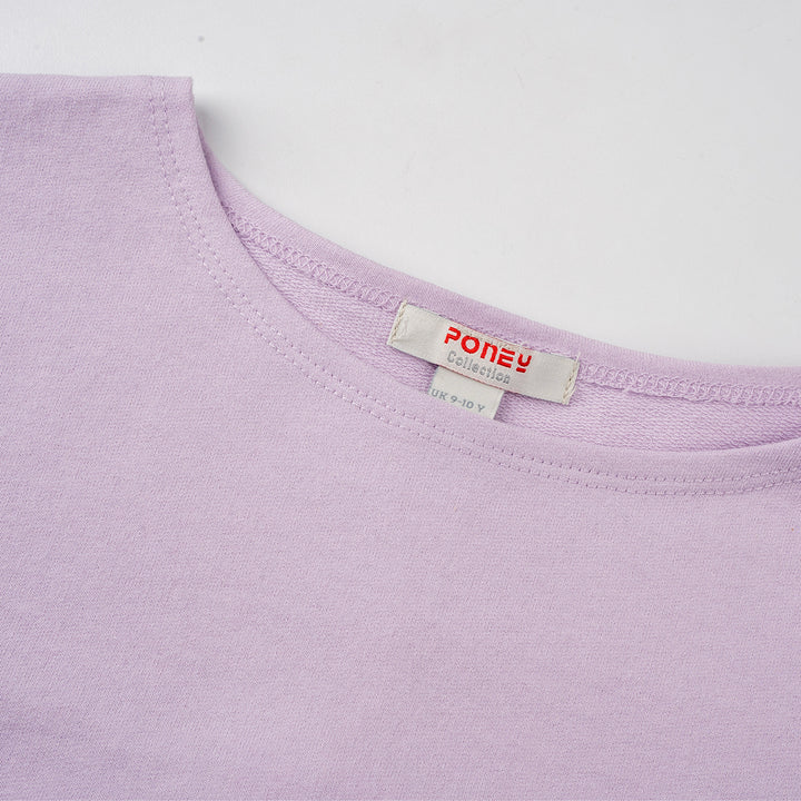 Poney Girls Light Purple Long Sleeves Top with Petal Cut Back