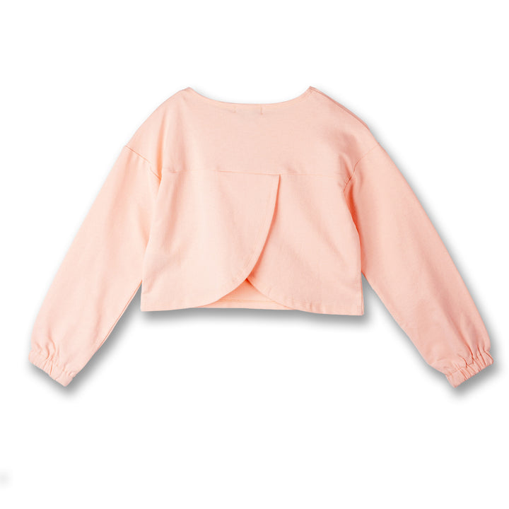 Poney Girls Light Orange Long Sleeves Top with Petal Cut Back