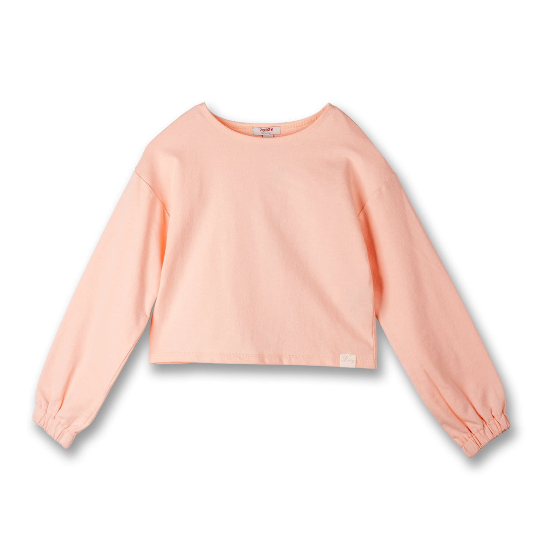 Poney Girls Light Orange Long Sleeves Top with Petal Cut Back