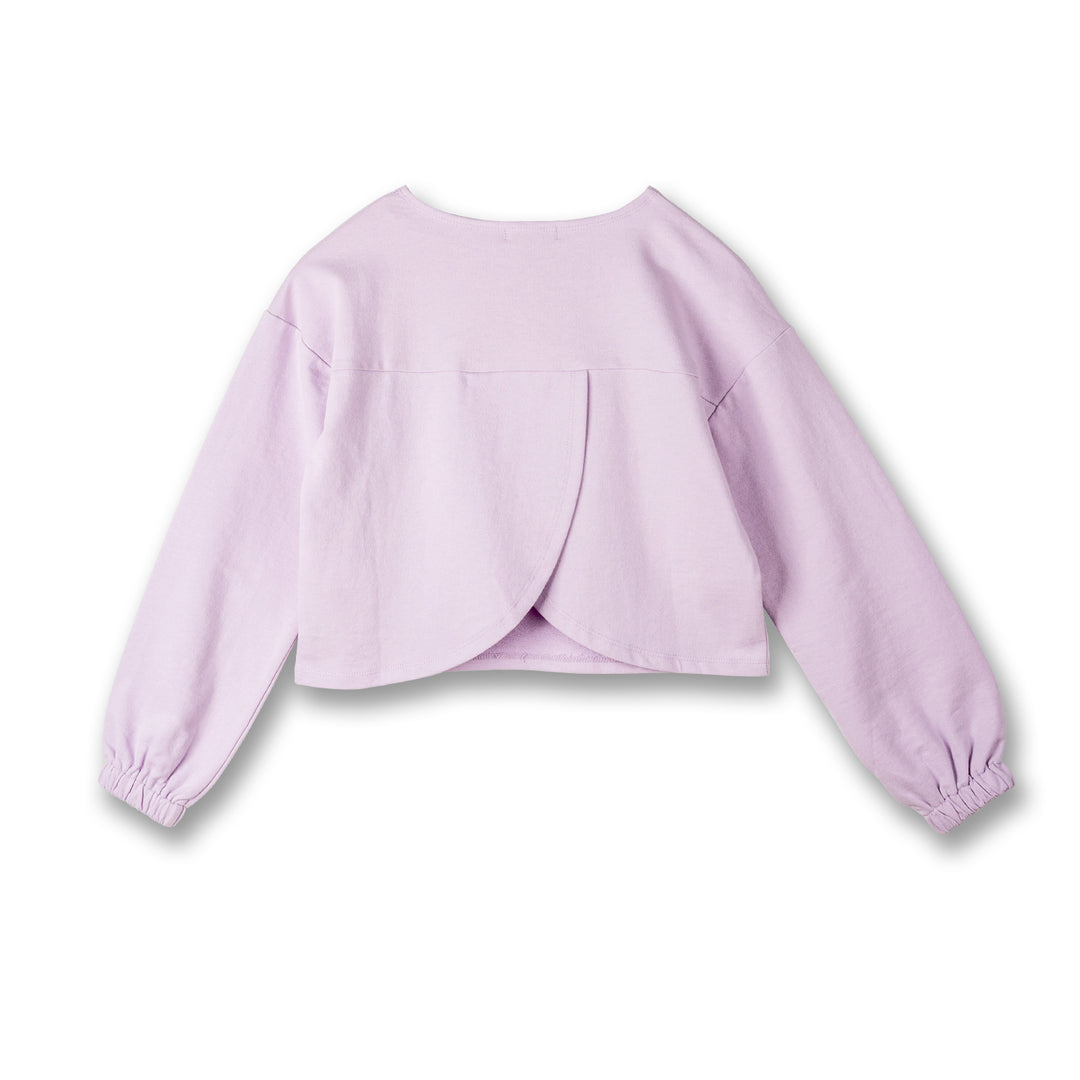 Poney Girls Light Purple Long Sleeves Top with Petal Cut Back