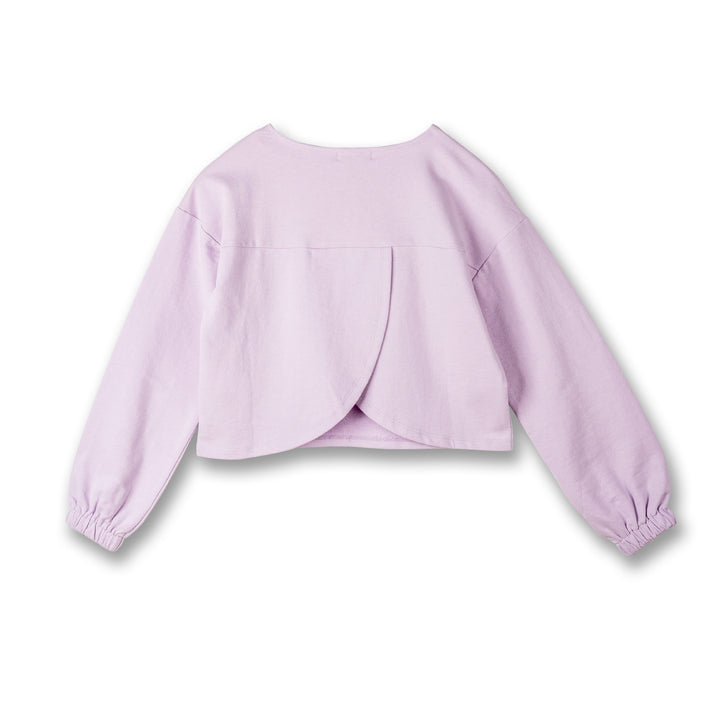 Poney Girls Light Purple Long Sleeves Top with Petal Cut Back