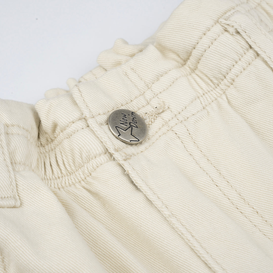 Poney Girls Cream Long Pants with Ribbon
