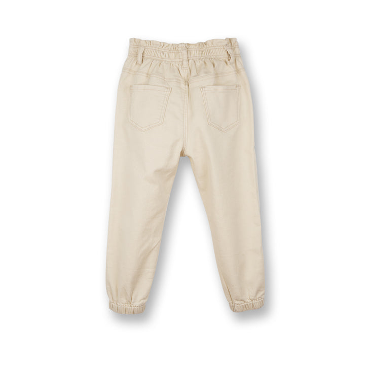 Poney Girls Cream Long Pants with Ribbon