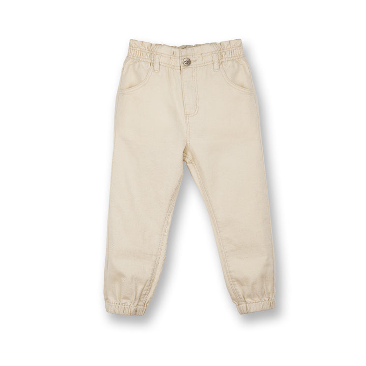 Poney Girls Cream Long Pants with Ribbon