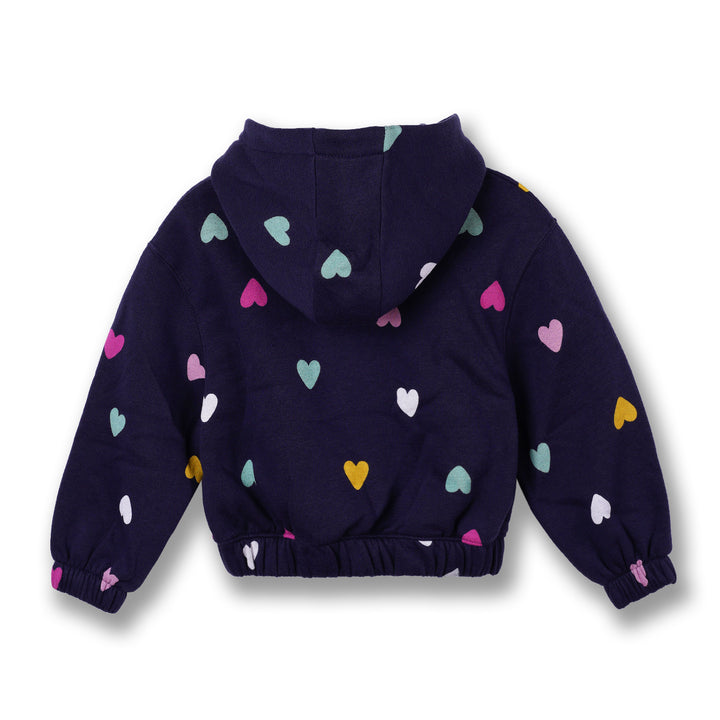 Poney Girls Navy Cropped Hooded Sweatshirt