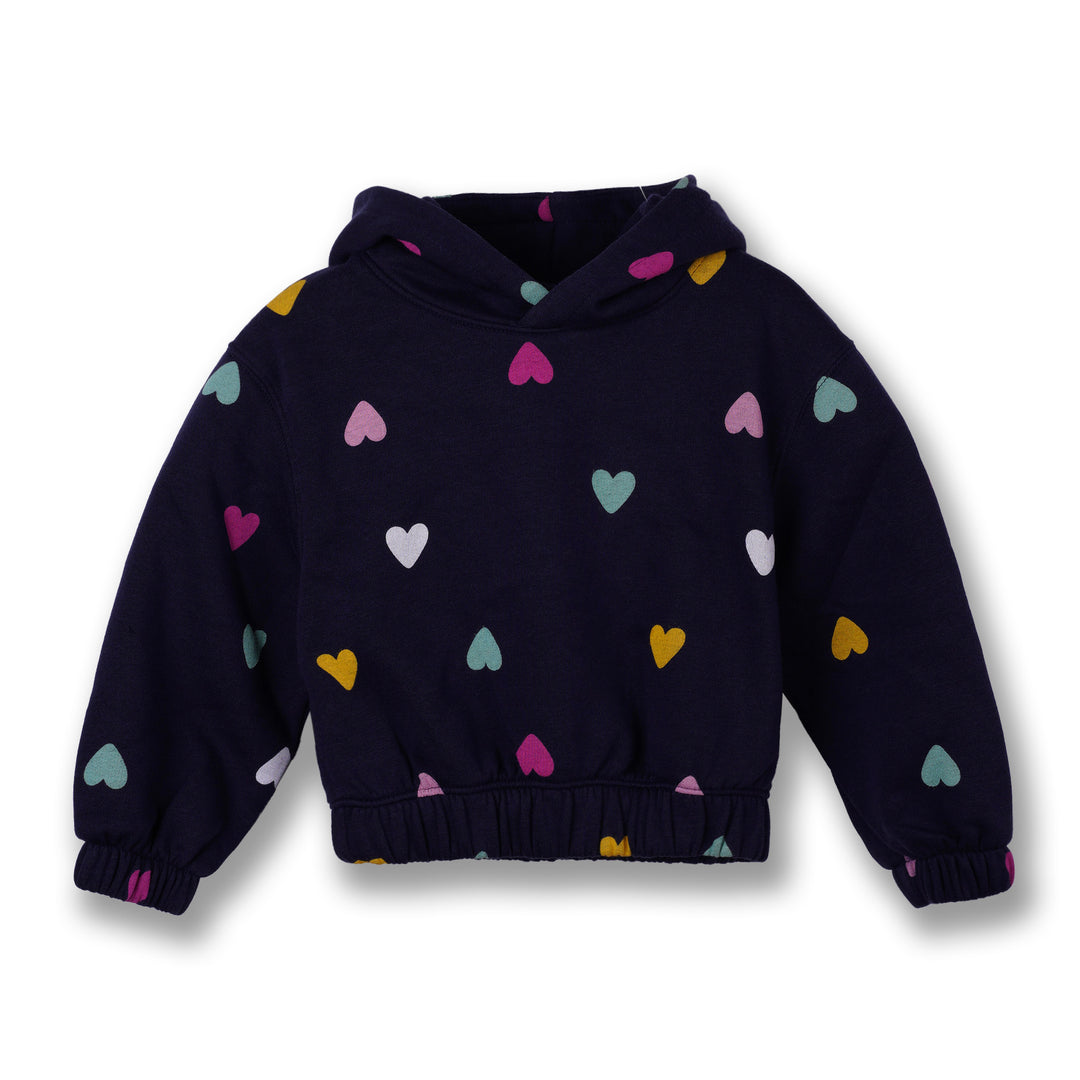 Poney Girls Navy Cropped Hooded Sweatshirt