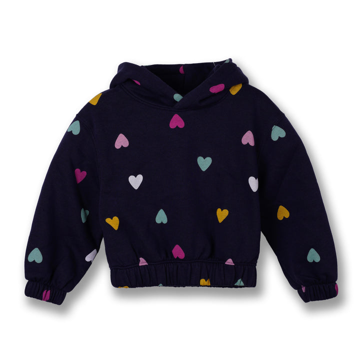 Poney Girls Navy Cropped Hooded Sweatshirt
