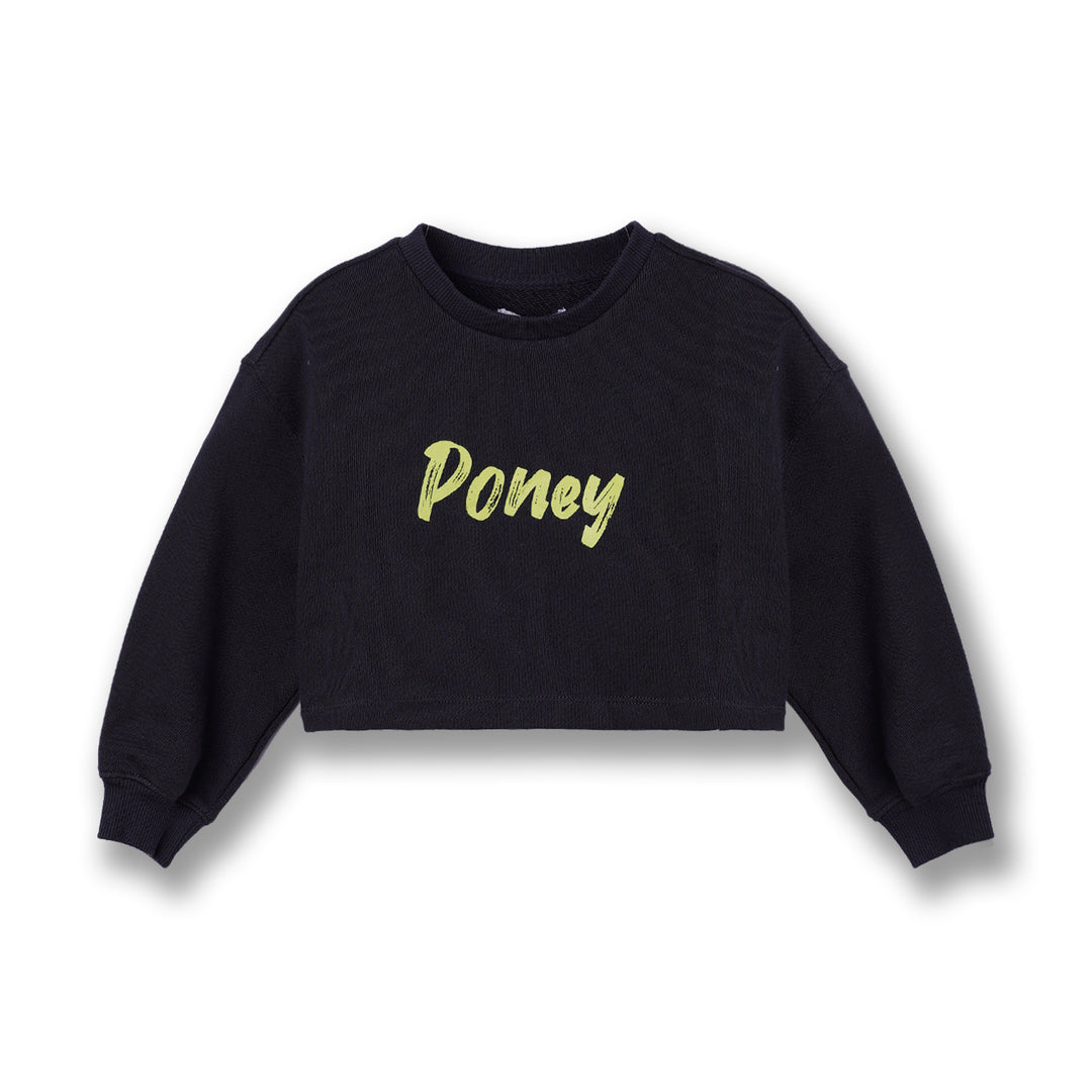 Poney Girls Grey Cropped Sweatshirt