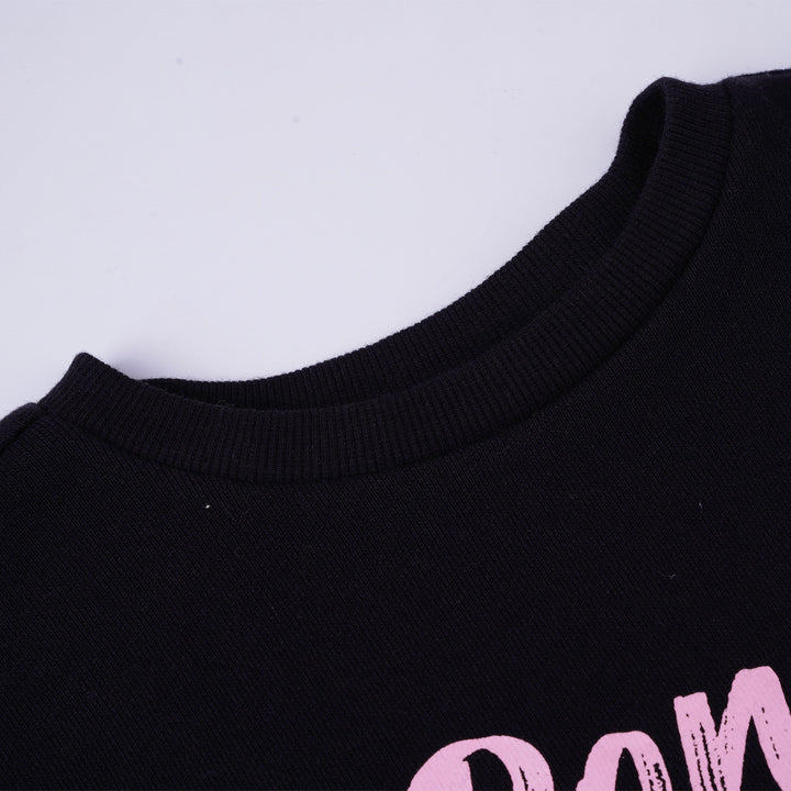 Poney Girls Black Cropped Sweatshirt