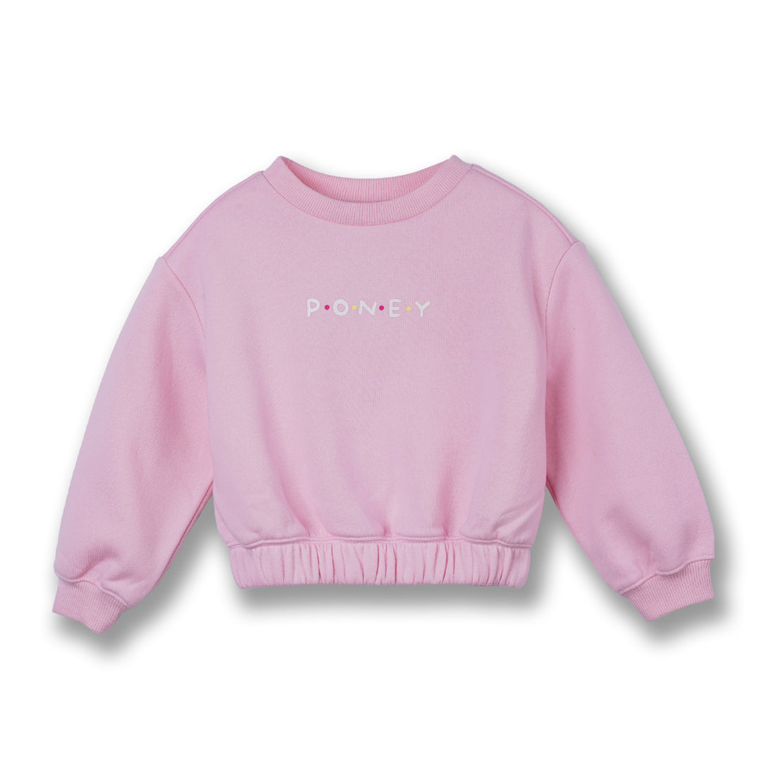 Poney Girls Pink Printed Sweatshirt