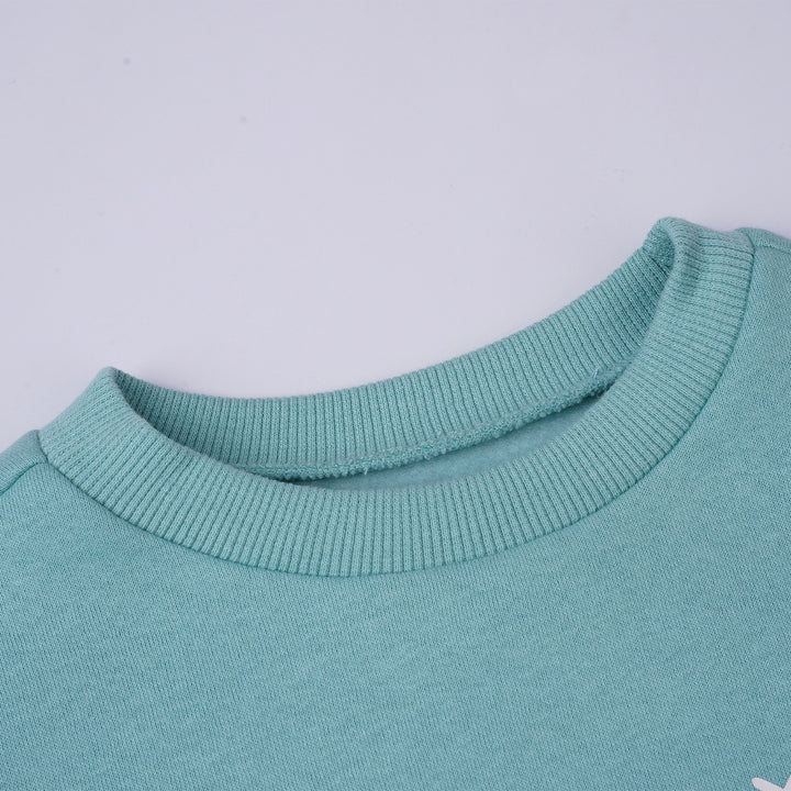 Poney Girls Green Printed Sweatshirt