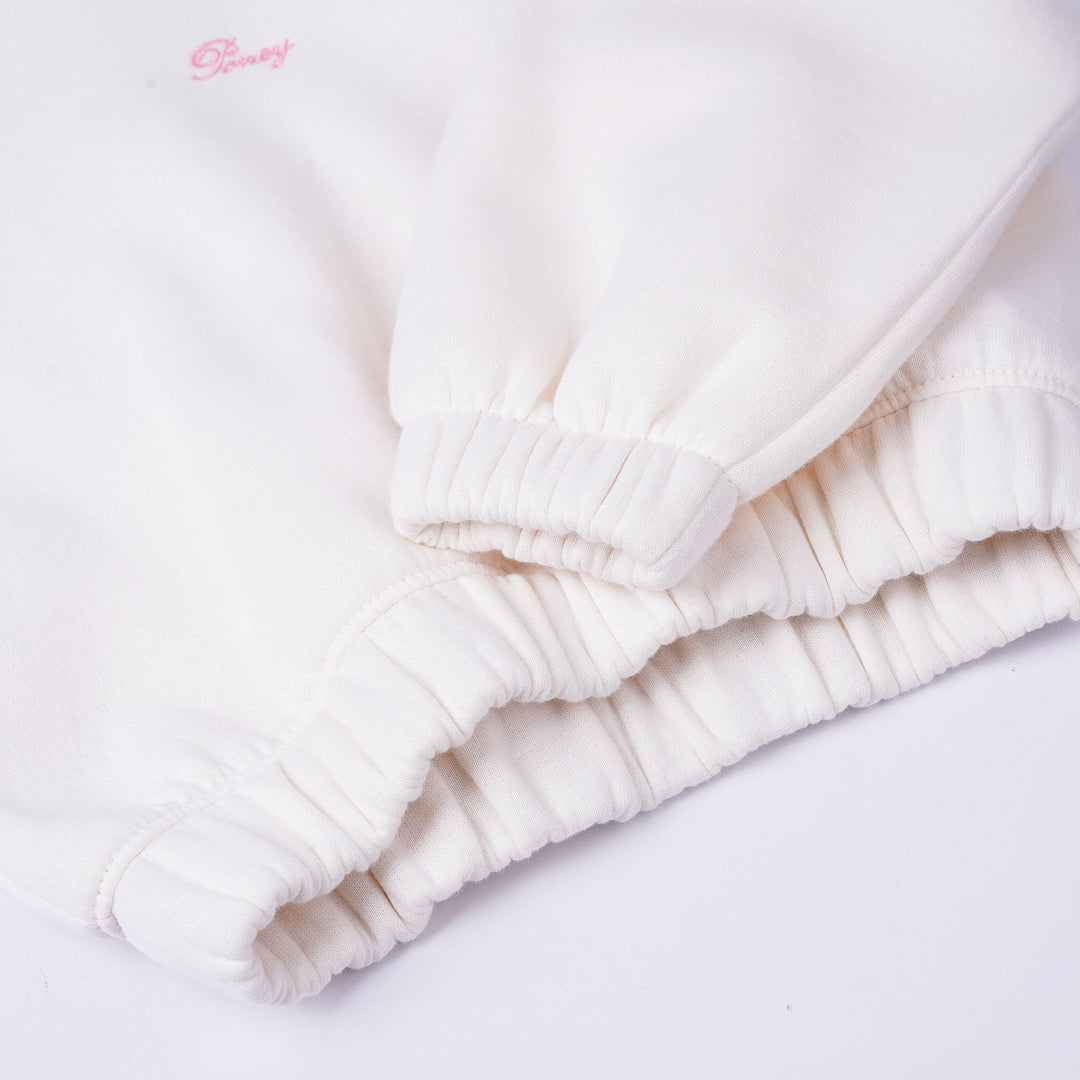 Poney Girls Cream Cropped Hooded Sweatshirt