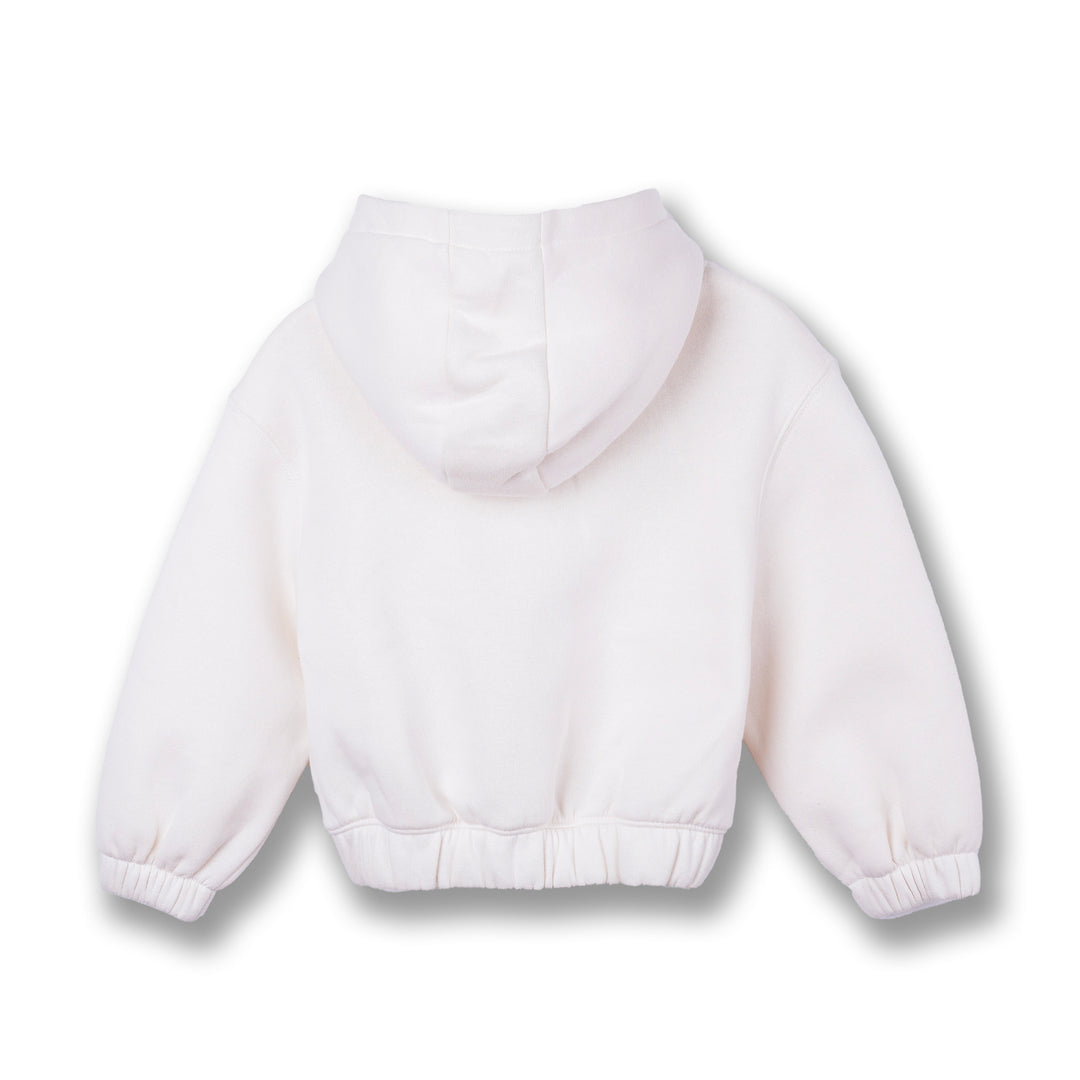 Poney Girls Cream Cropped Hooded Sweatshirt