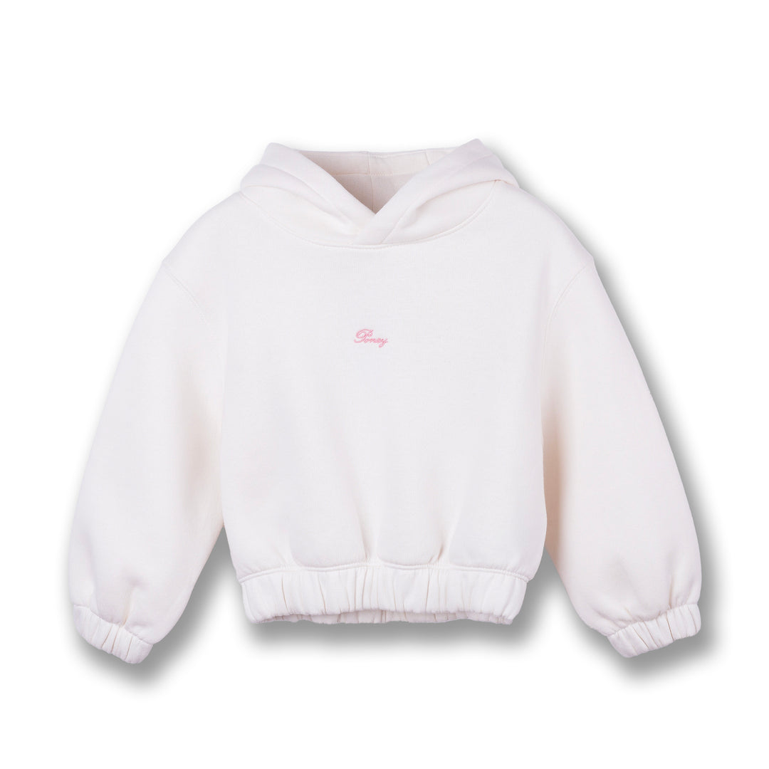 Poney Girls Cream Cropped Hooded Sweatshirt