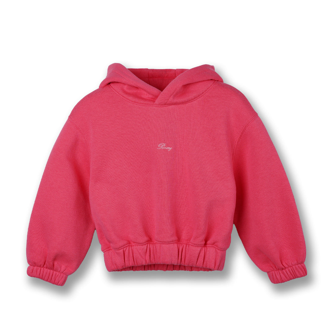 Poney Girls Fuchsia Cropped Hooded Sweatshirt