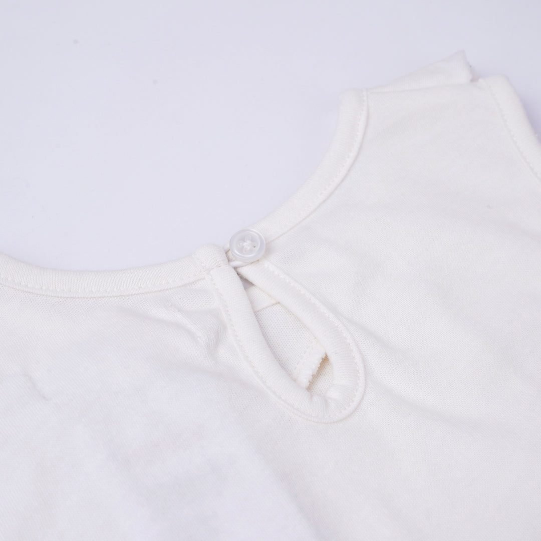 Poney Girls White Ruffled Sleeveless Tee