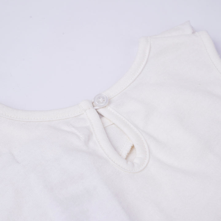 Poney Girls White Ruffled Sleeveless Tee
