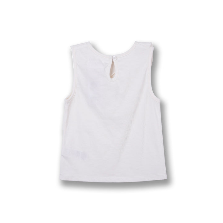 Poney Girls White Ruffled Sleeveless Tee