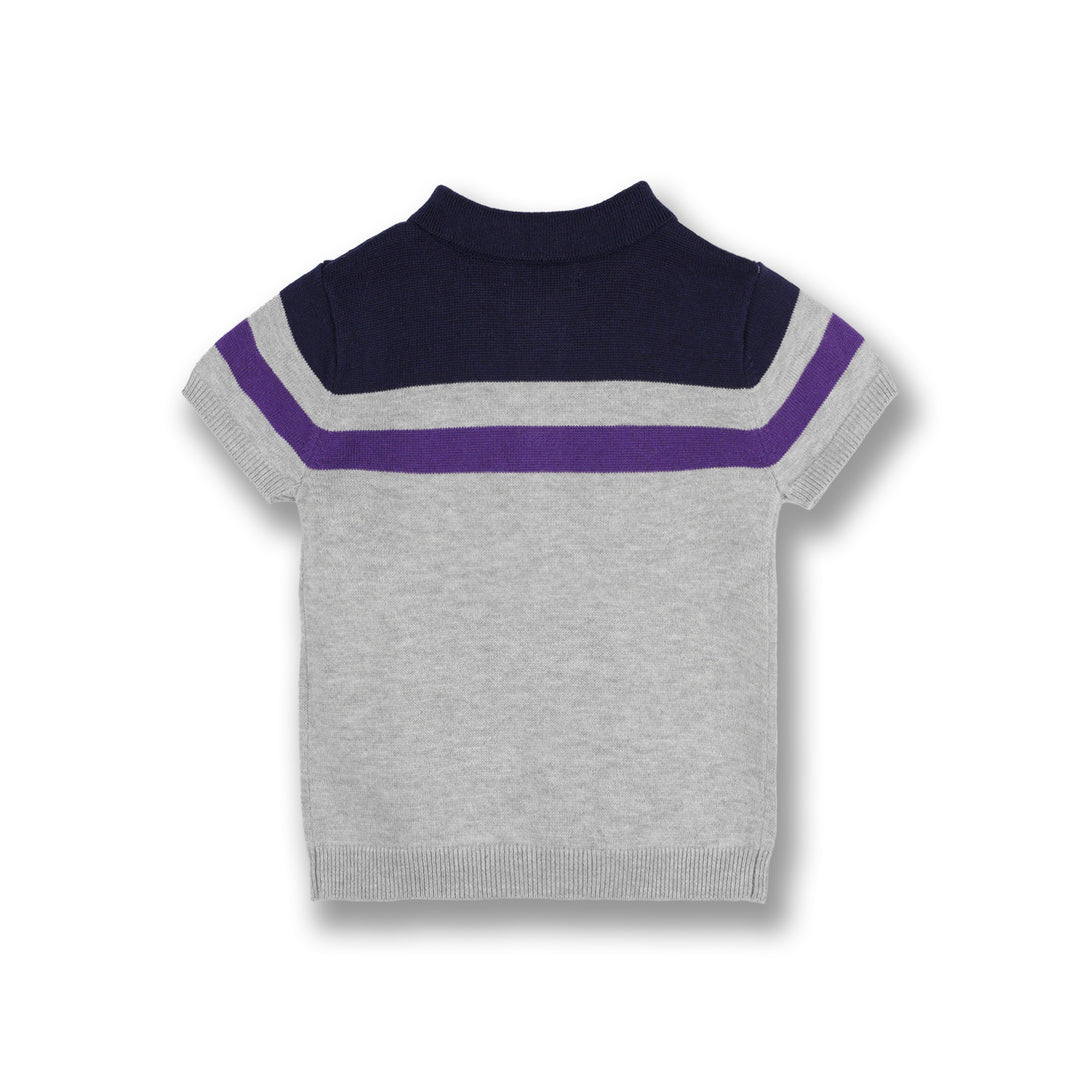 Poney Boys Melange Blocking Colour Striped Polo