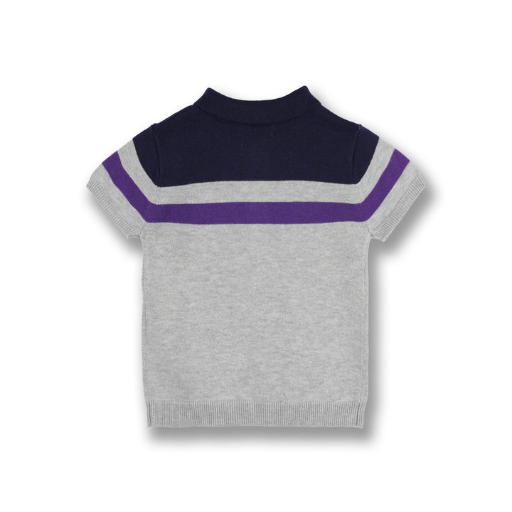 Poney Boys Melange Blocking Colour Striped Polo