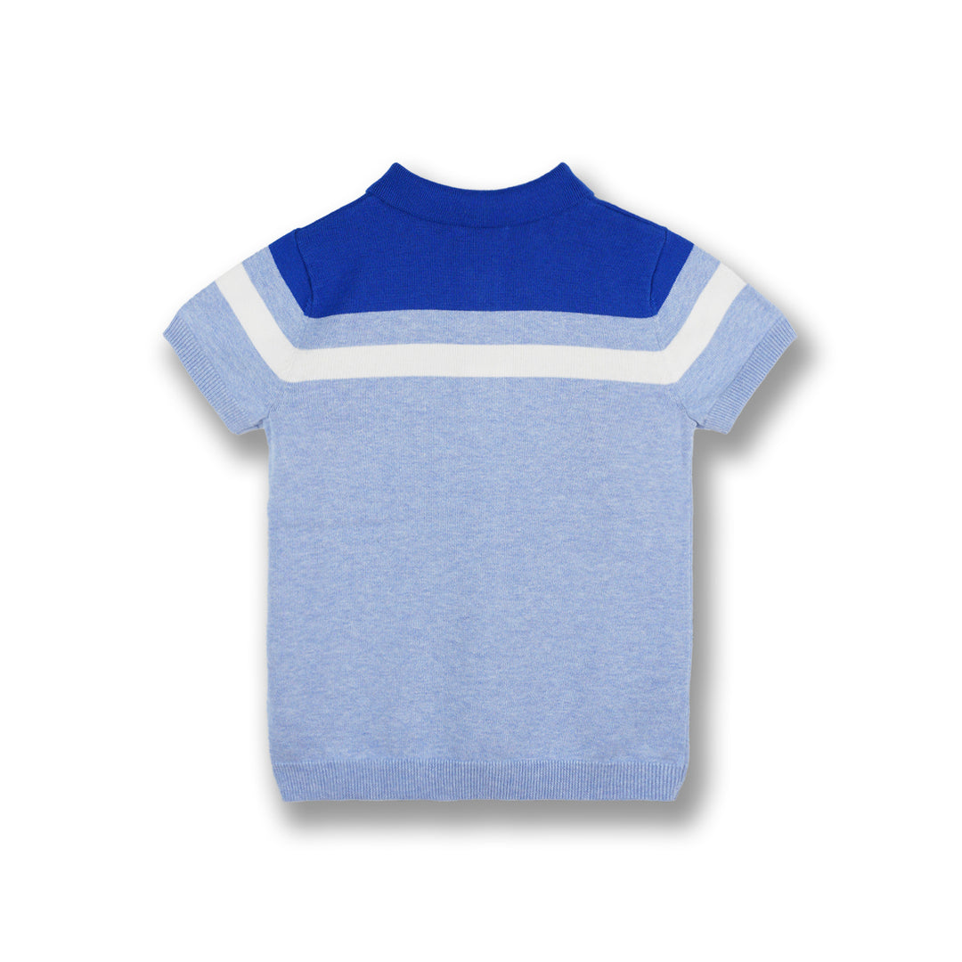 Poney Boys Blue Blocking Colour Striped Polo