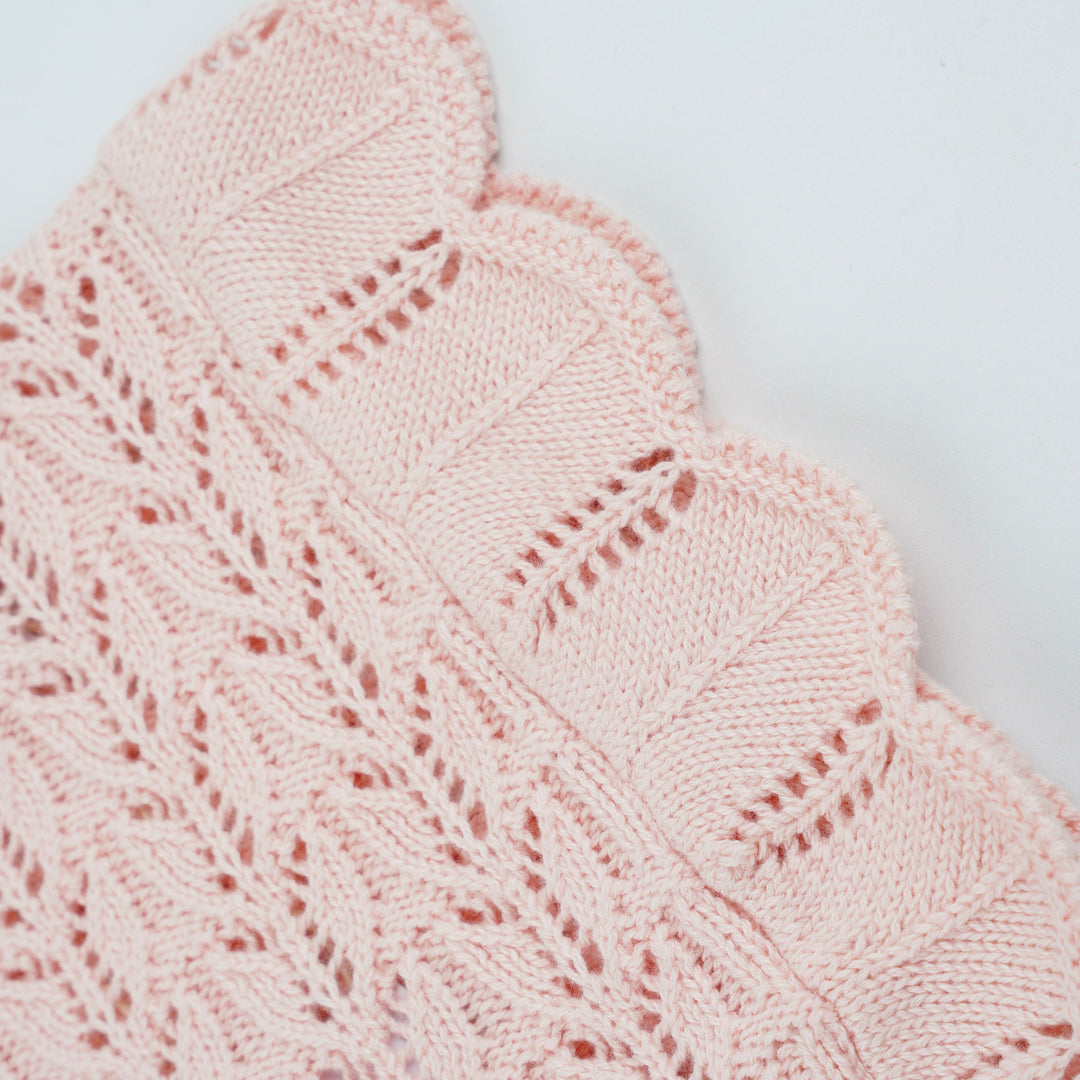 Poney Girls Light Pink Sleeveless Pointelle Sweater