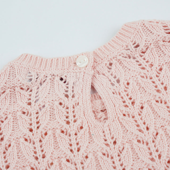 Poney Girls Light Pink Sleeveless Pointelle Sweater