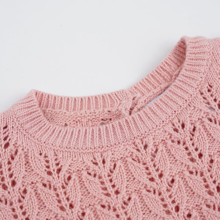 Poney Girls Pink Sleeveless Pointelle Sweater