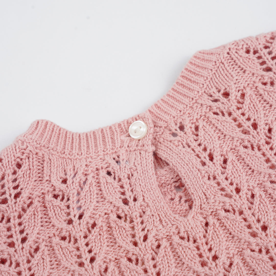 Poney Girls Pink Sleeveless Pointelle Sweater