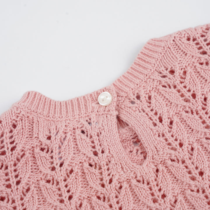 Poney Girls Pink Sleeveless Pointelle Sweater