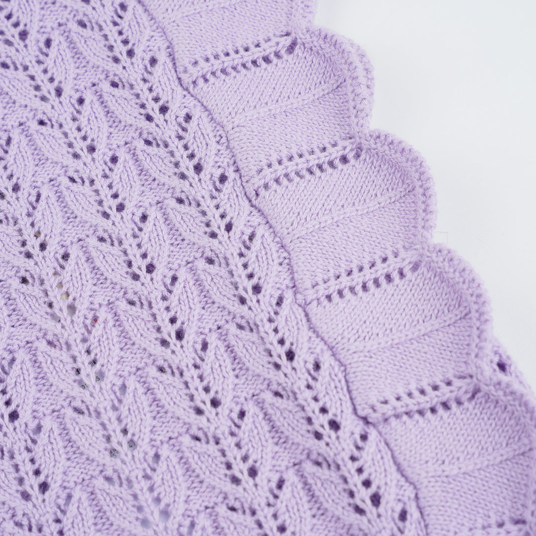 Poney Girls Light Purple Sleeveless Pointelle Sweater