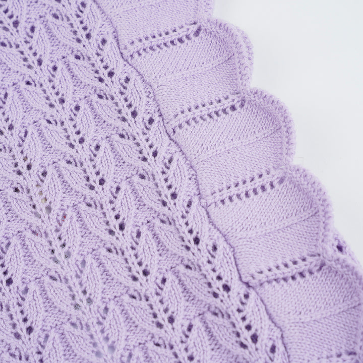 Poney Girls Light Purple Sleeveless Pointelle Sweater